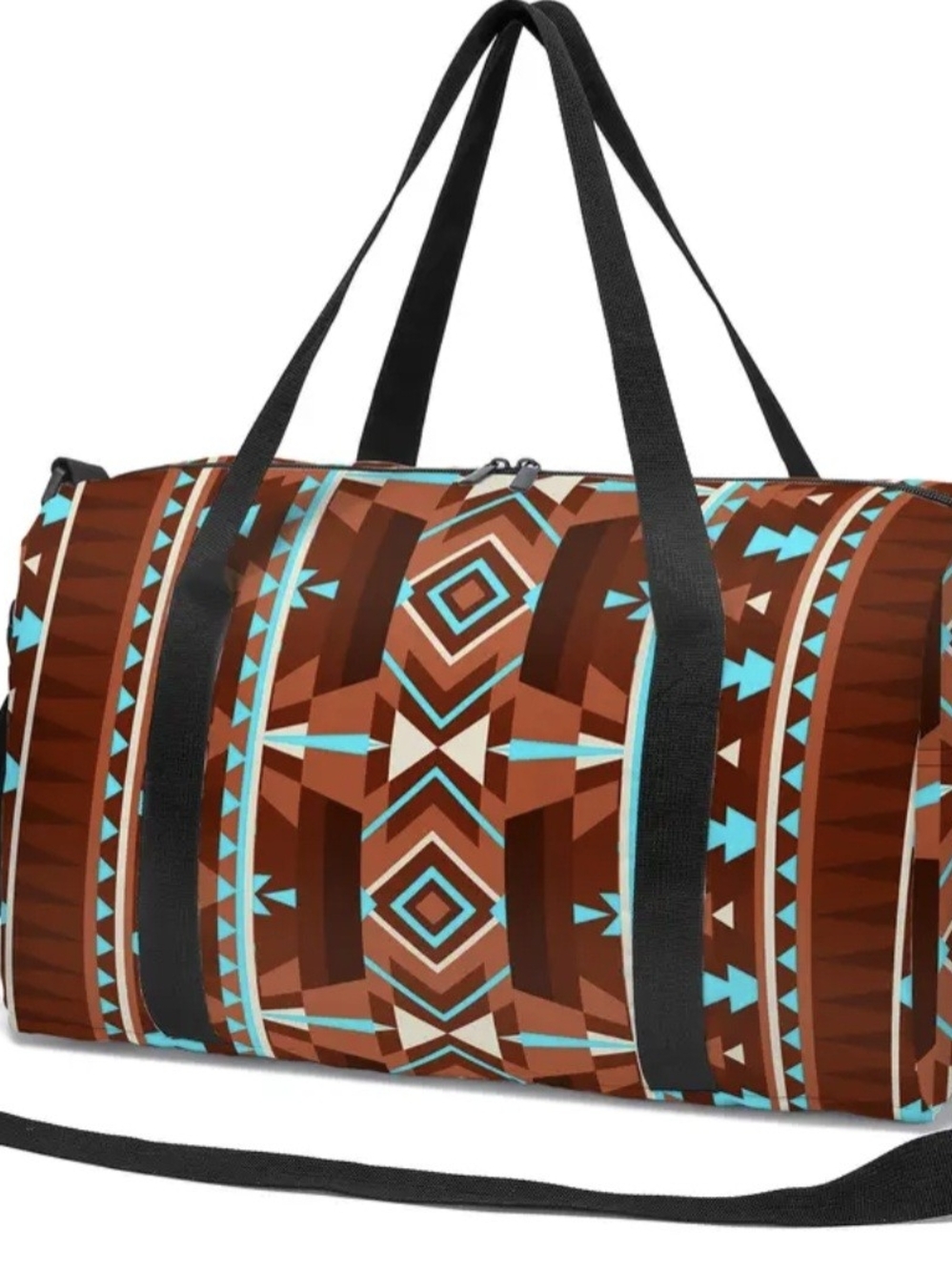 Tribal Print Brown & Turquoise Duffle Bag - Men